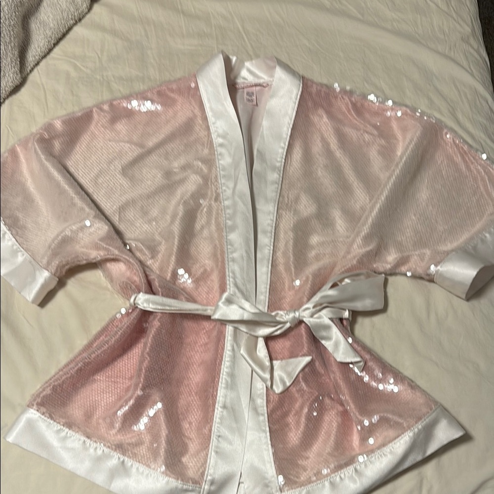 Victoria's Secret Pink and White Sequin Robe-NEVER WORN